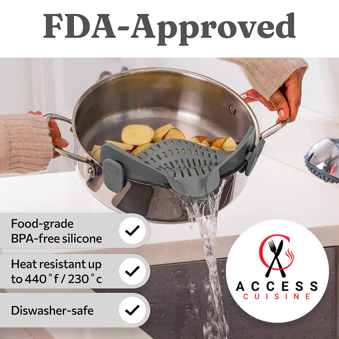 Silicone Pot Strainer Clip-on for Pots Pans and Bowls