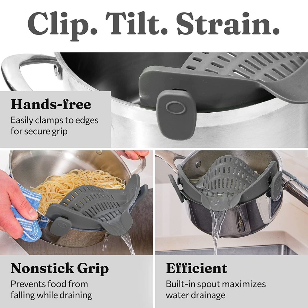 Silicone Pot Strainer Clip-on for Pots Pans and Bowls