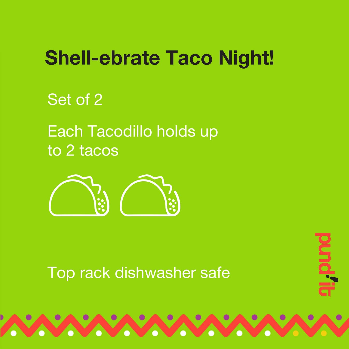 Pund'it Tacodillo Taco Holders, Set of 2 Armadillo Themed