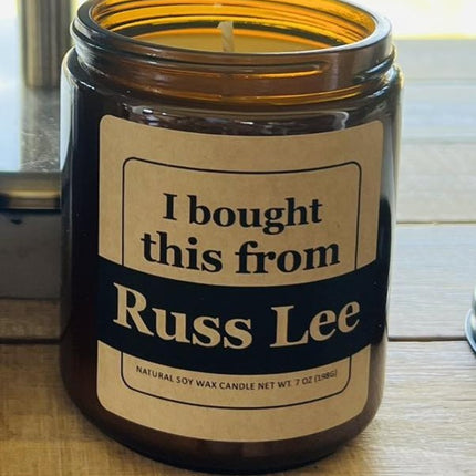 I bought this from Russ Lee - Amber Screw Top Votive Candle 8 oz Jar