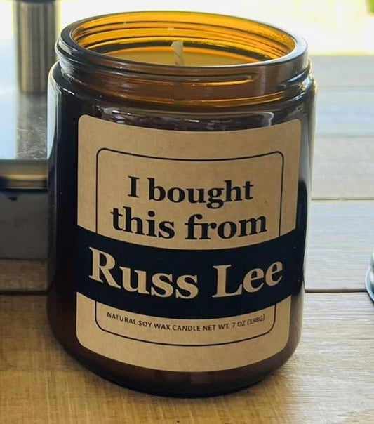 I bought this from Russ Lee - Amber Screw Top Votive Candle 8 oz Jar