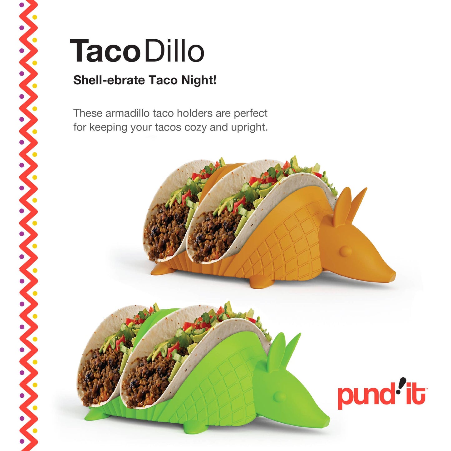 Pund'it Tacodillo Taco Holders, Set of 2 Armadillo Themed