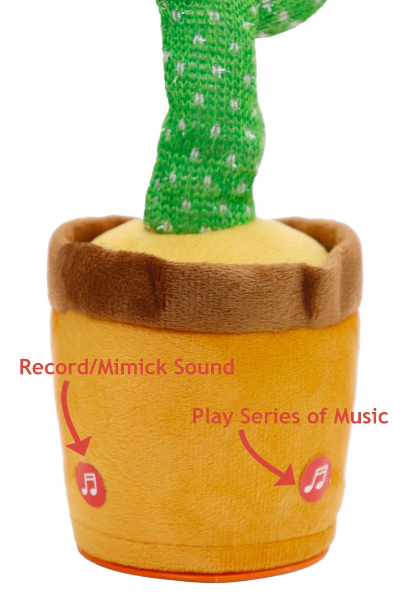 Cactus Sound Mimicking LED Dancing Plush Toy - Battery
