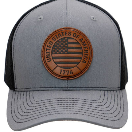 American Flag 1776 Patch Six Panel Curved Bill Trucker Hat