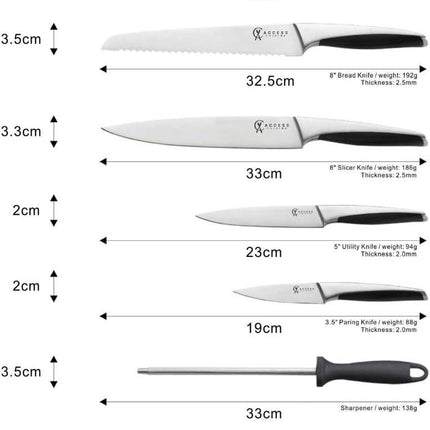 ProChef Stainless Steel Knife Set with Acrylic Holder (8pcs)