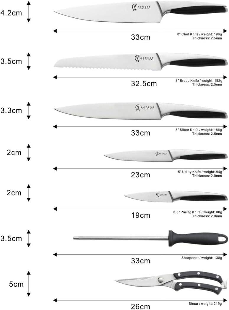 ProChef Stainless Steel Knife Set with Acrylic Holder (8pcs)