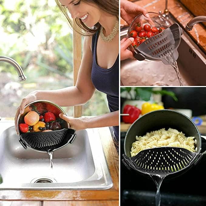 Silicone Pot Strainer Clip-on for Pots Pans and Bowls