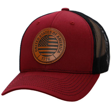 American Flag 1776 Patch Six Panel Curved Bill Trucker Hat